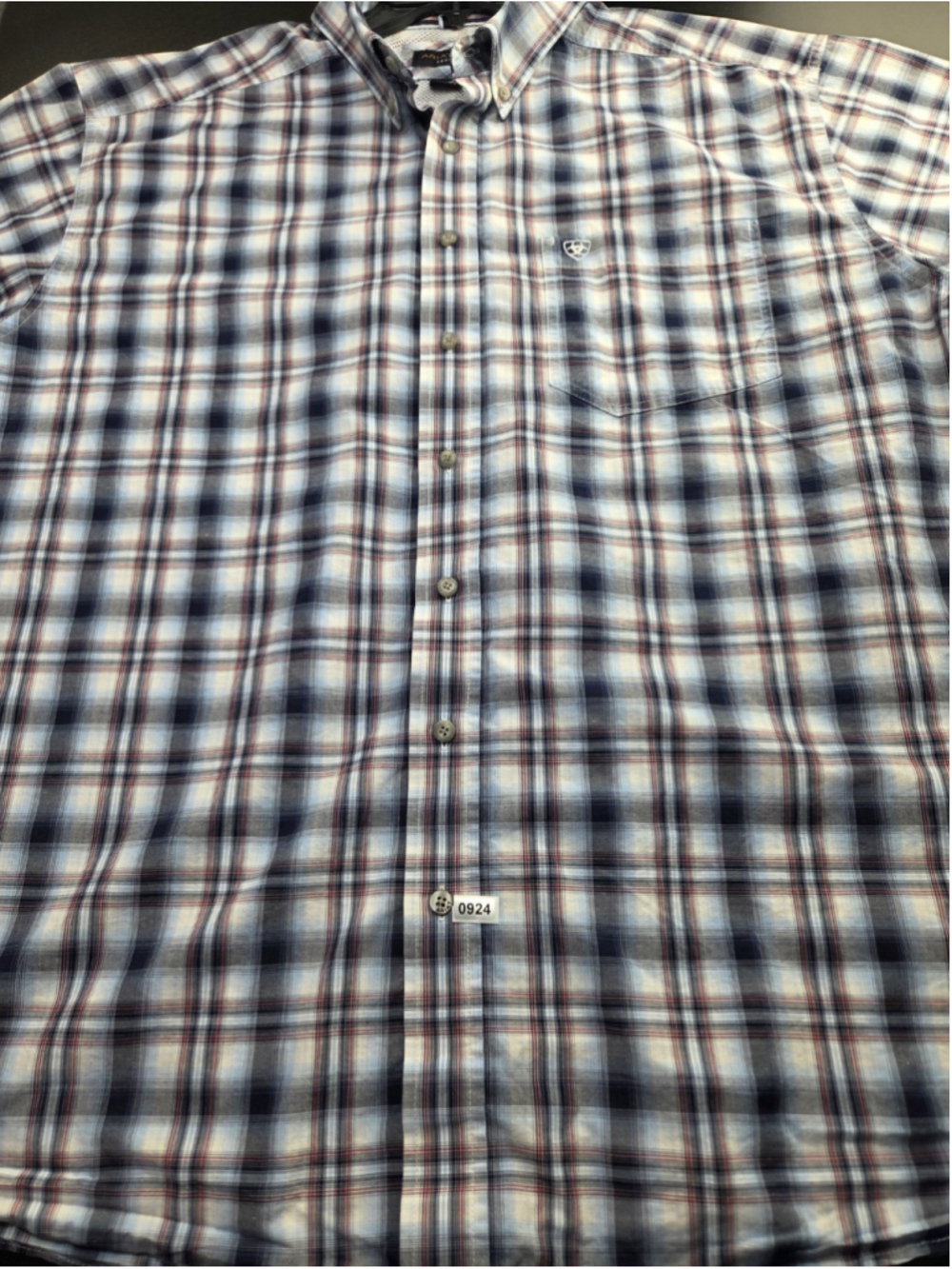 Ariat Pro Series Men's XXL Plaid Short Sleeve Button Front Shirt #924